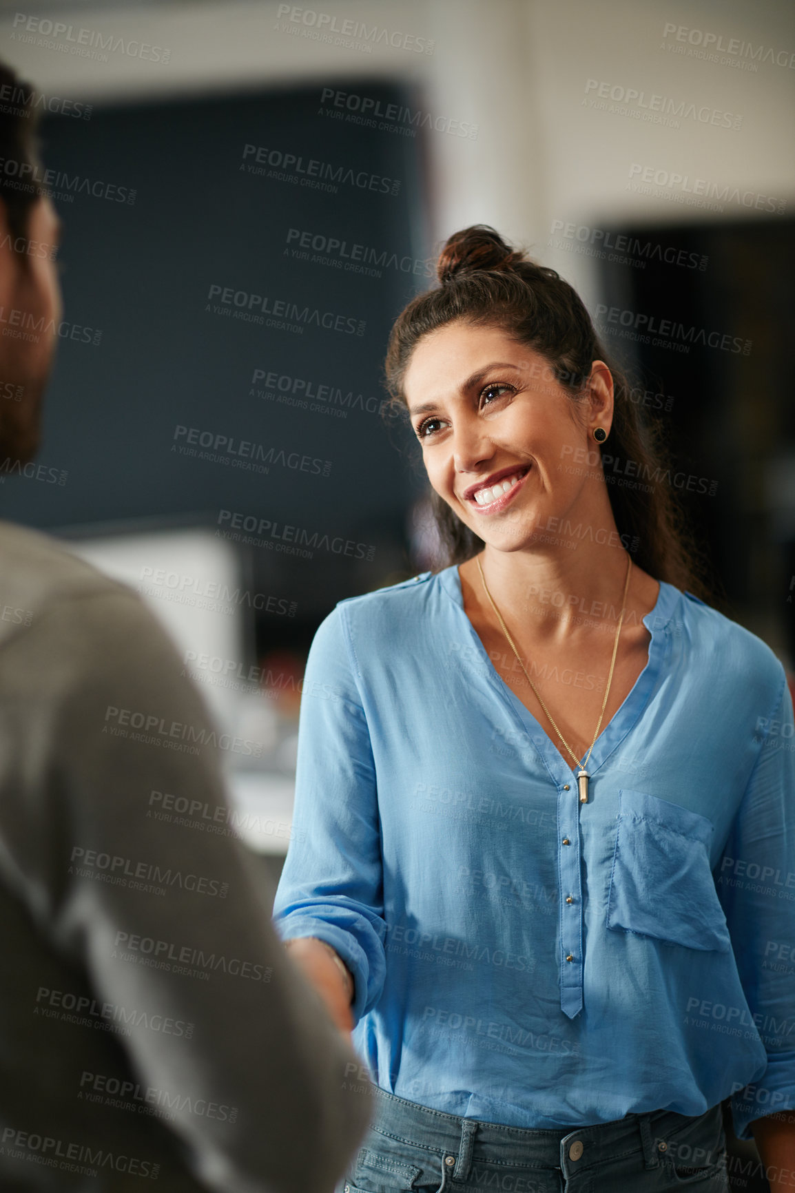 Buy stock photo Cropped shot of two businesspeople shaking hands