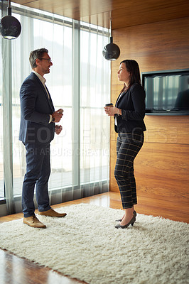 Buy stock photo Discussion, investor or businesswoman in office for meeting, conversation or collaboration for loan. Teamwork, talking or financial manager planning for growth, feedback report or project funding