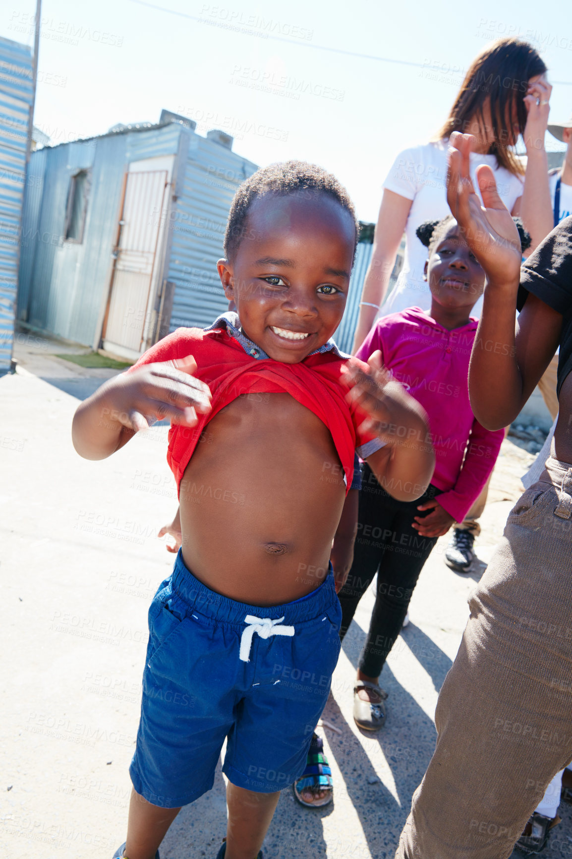 Buy stock photo Cropped portrait of a young child at a community outreach event