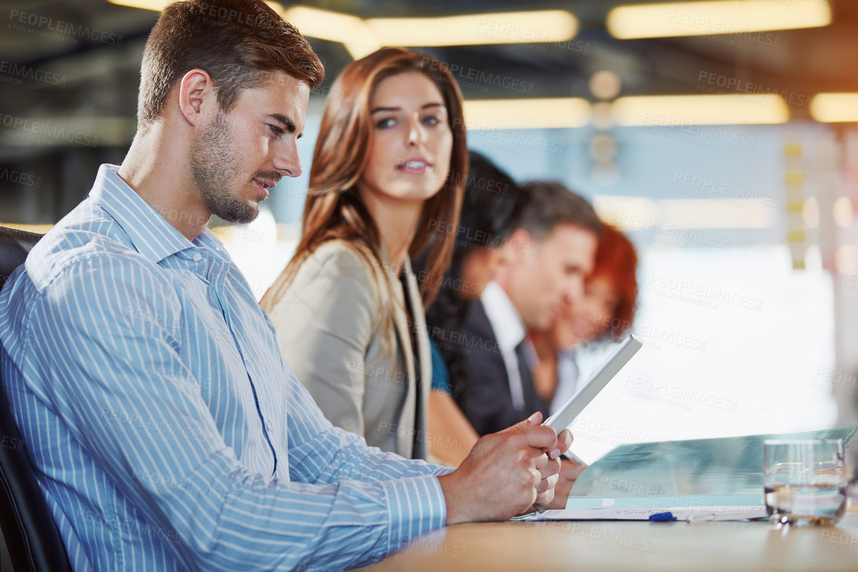 Buy stock photo Cropped shot of businesspeople in the boardroom