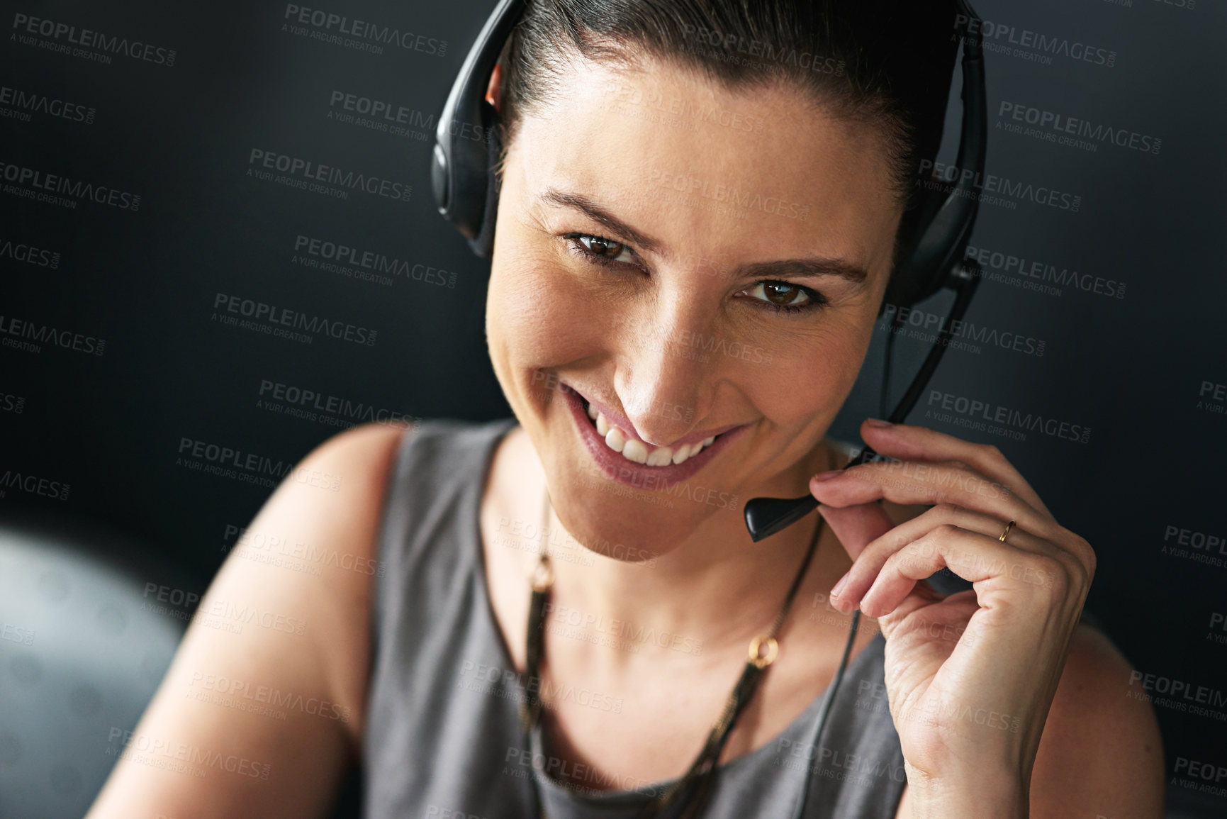 Buy stock photo Cropped portrait of a female receptionist working in her office