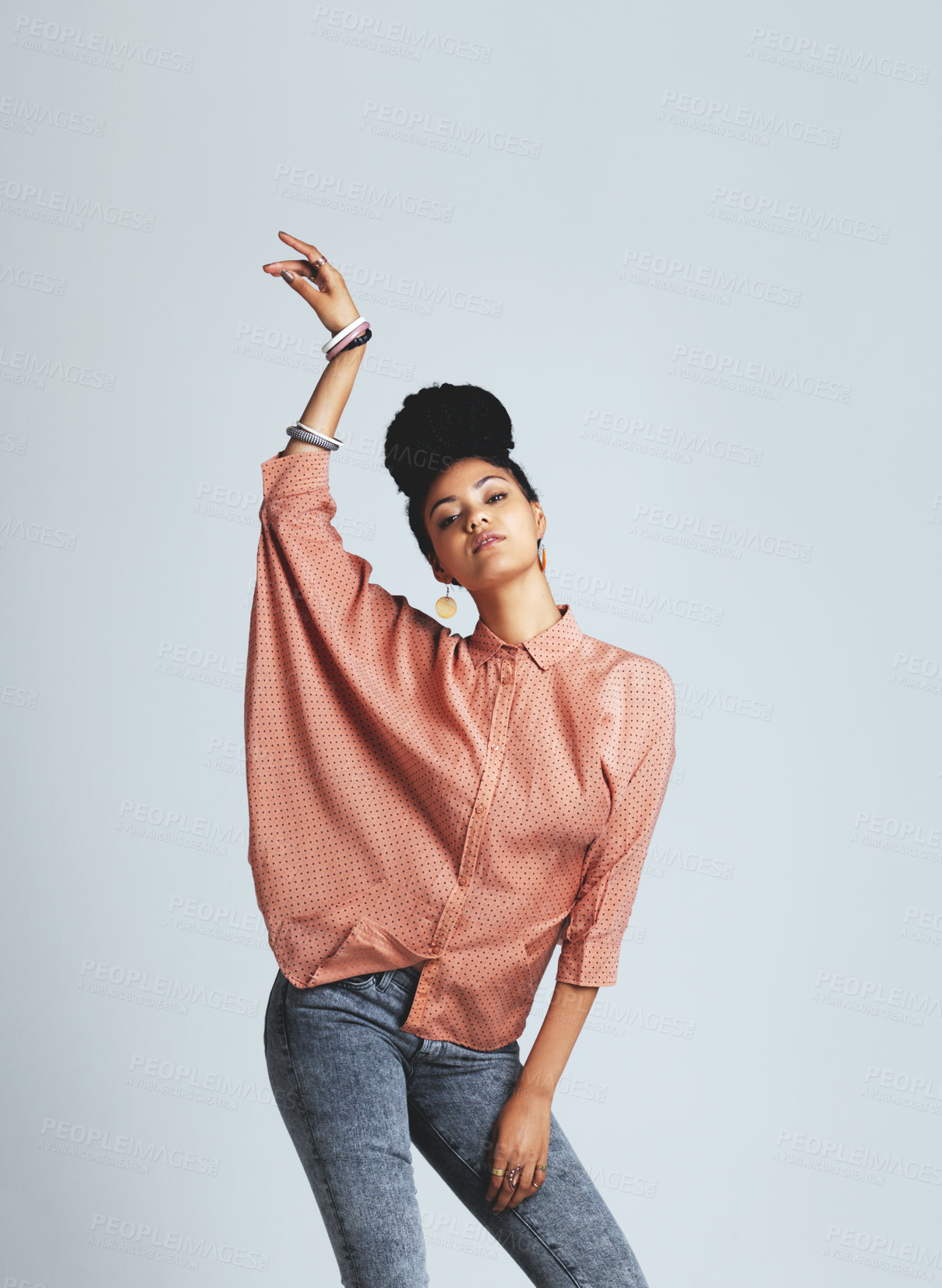 Buy stock photo Shot of a fashionable young woman wearing a casual outfit