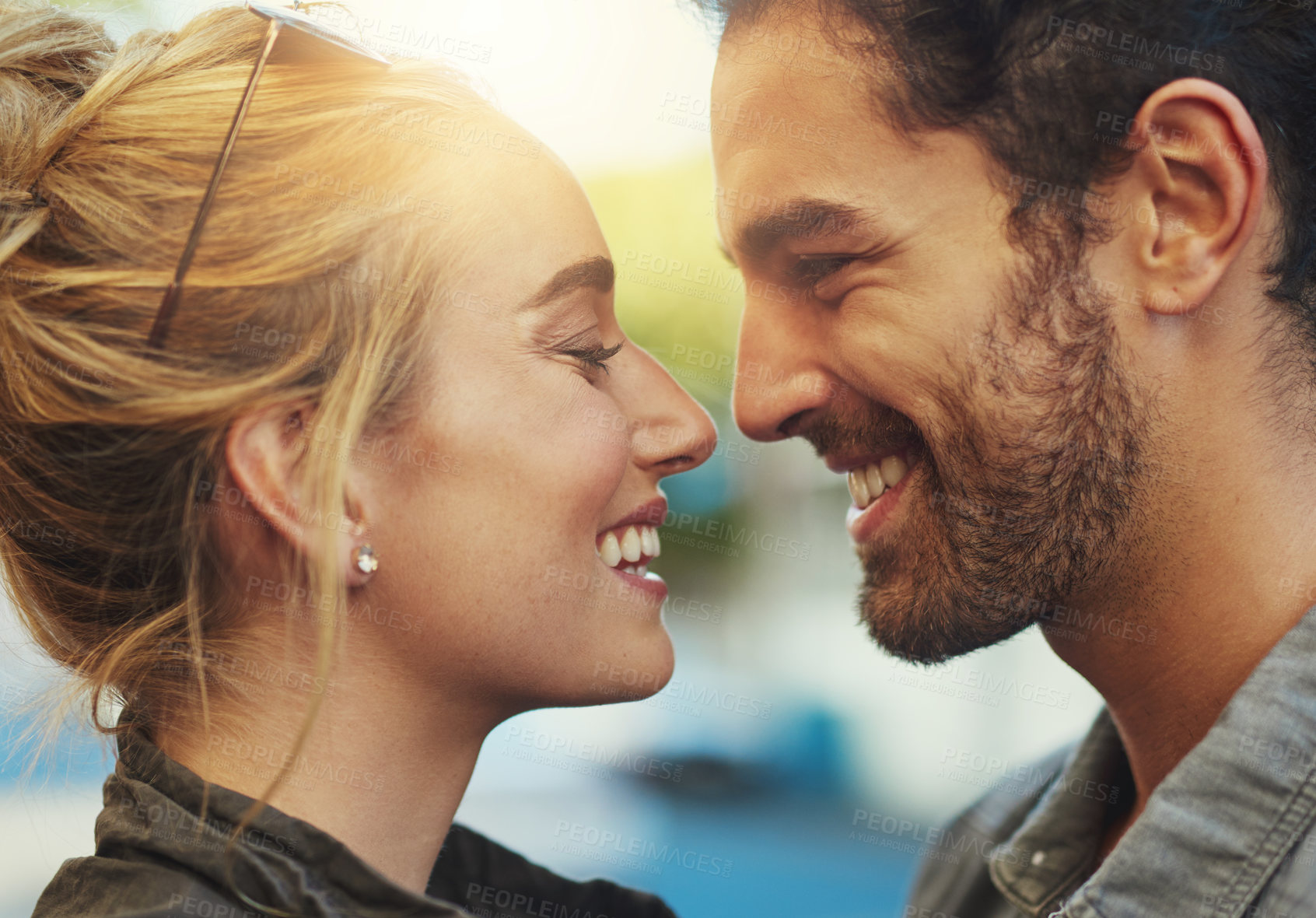 Buy stock photo Shot of a young couple out in the city