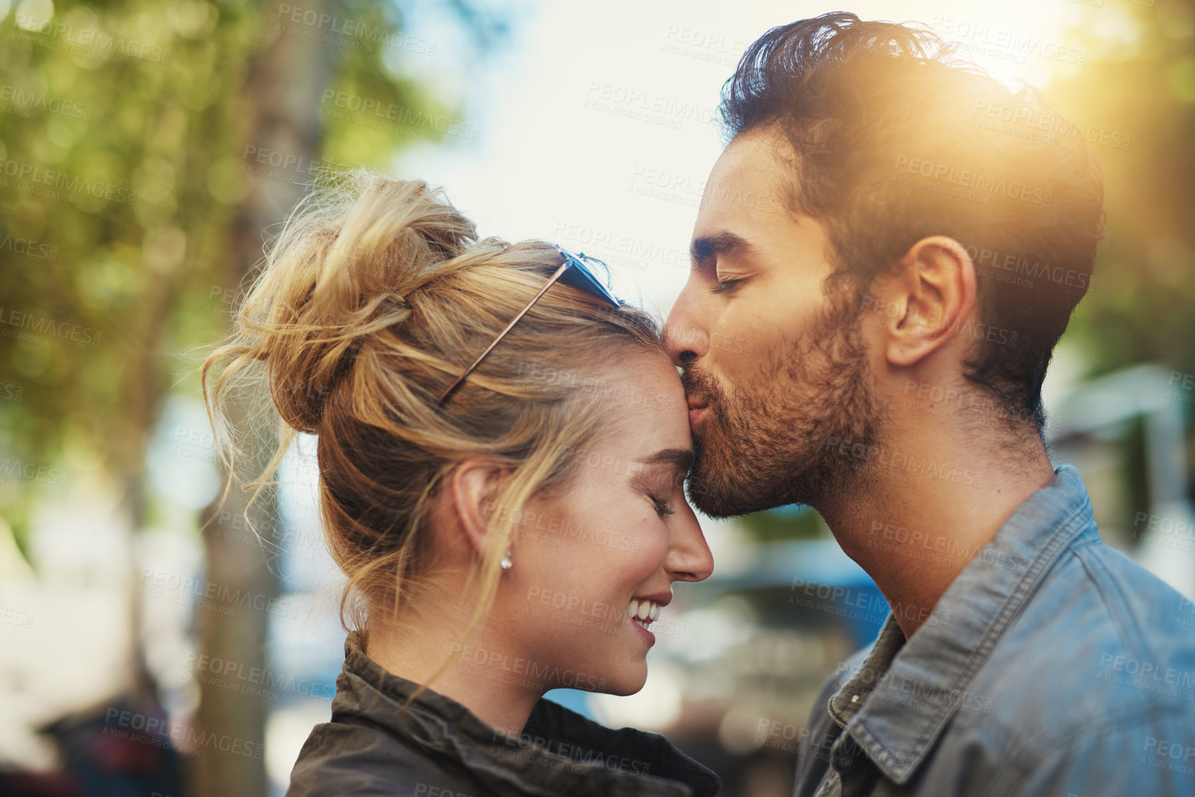 Buy stock photo Shot of a young couple out in the city