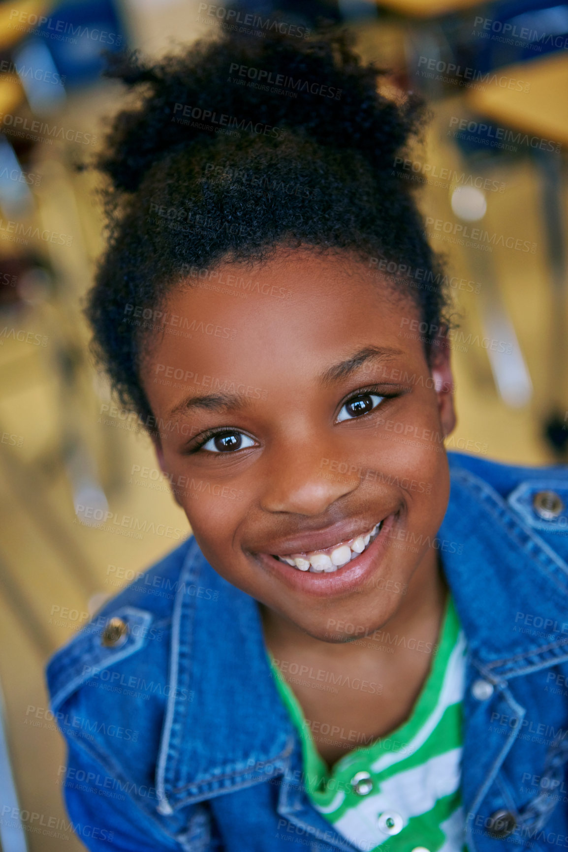 Buy stock photo Portrait of a smiling elementary student at school