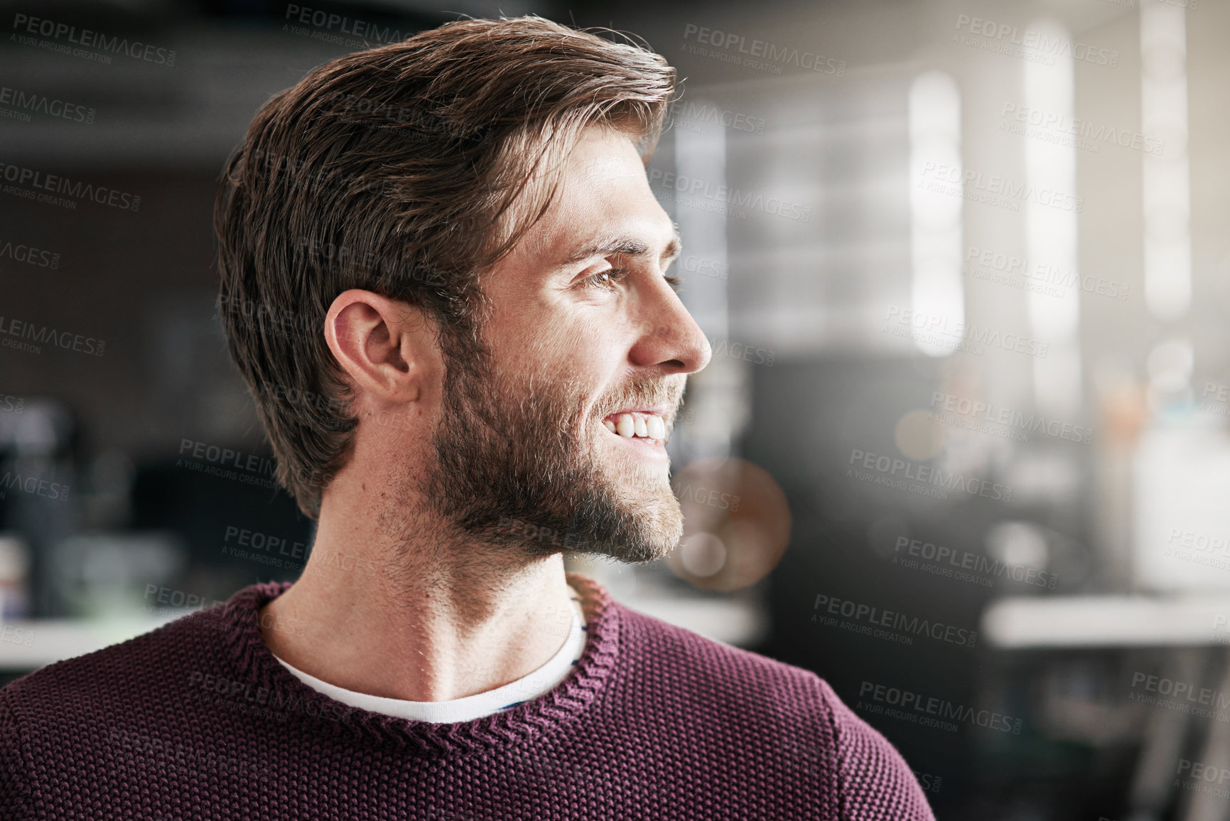 Buy stock photo Shot of a young man in a modern office space