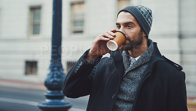Buy stock photo Cropped shot of a fashionable young man in an urban setting