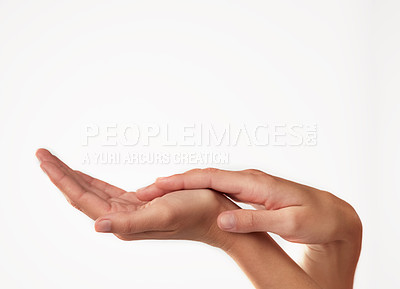 Buy stock photo Closeup studio shot of a woman's hands