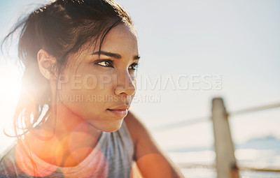 Buy stock photo Shot of a young sporty woman outside