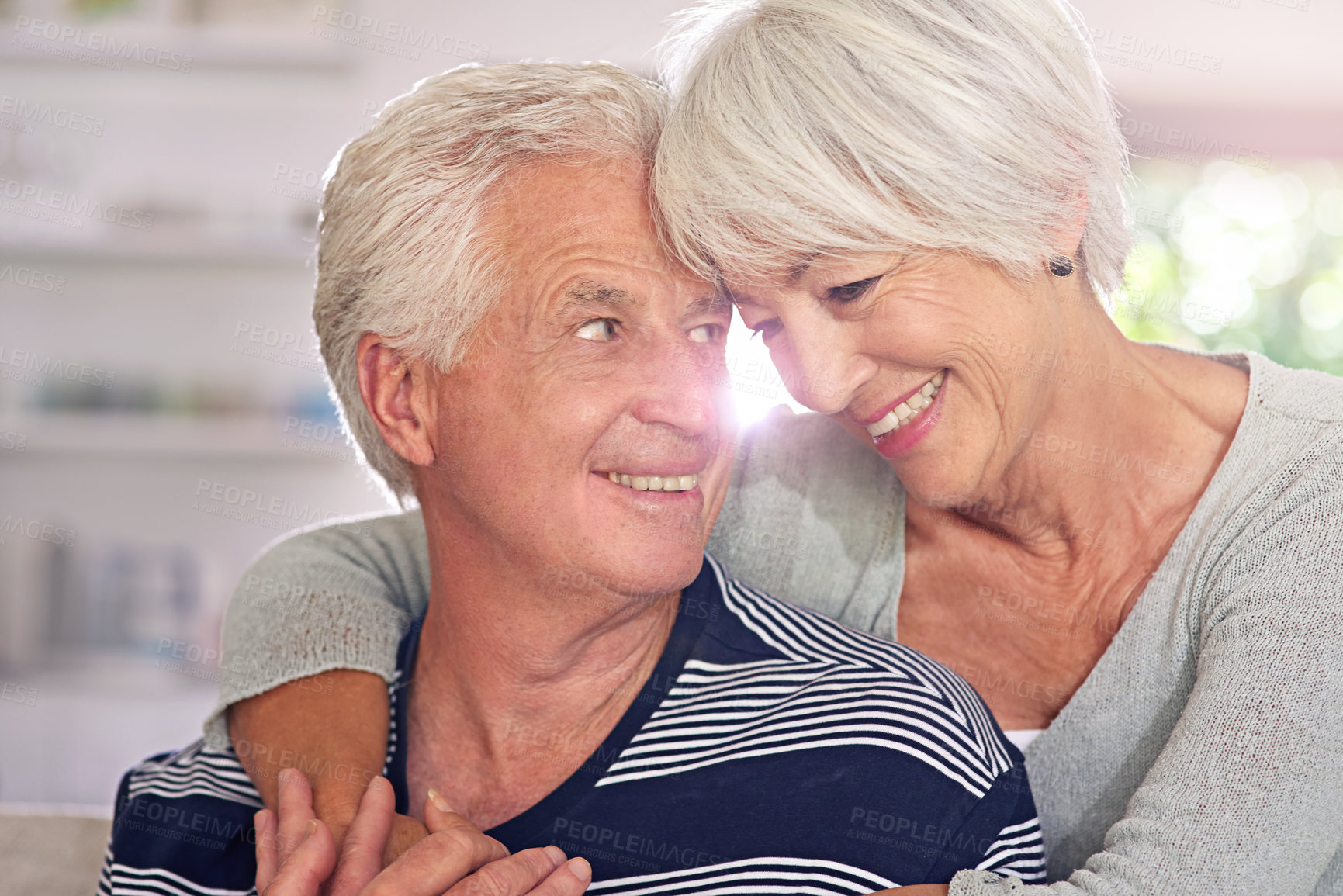 Buy stock photo Shot of a happy senior couple at home