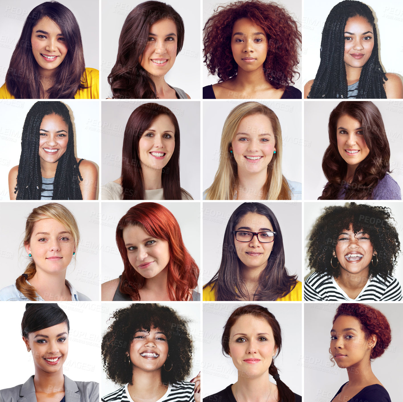 Buy stock photo Composite image of a diverse group of smiling women