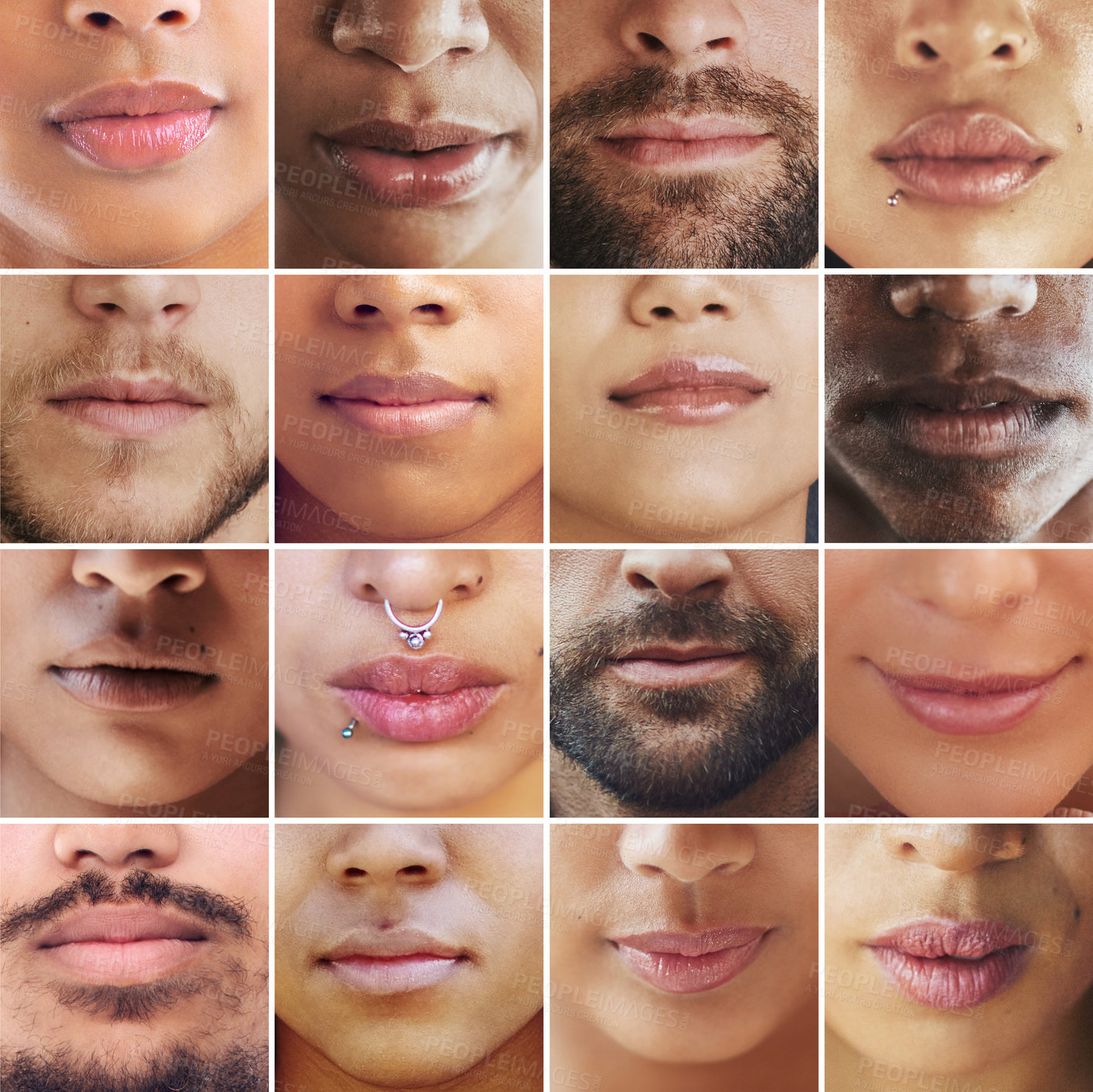 Buy stock photo Composite image of an assortment of people’s mouths