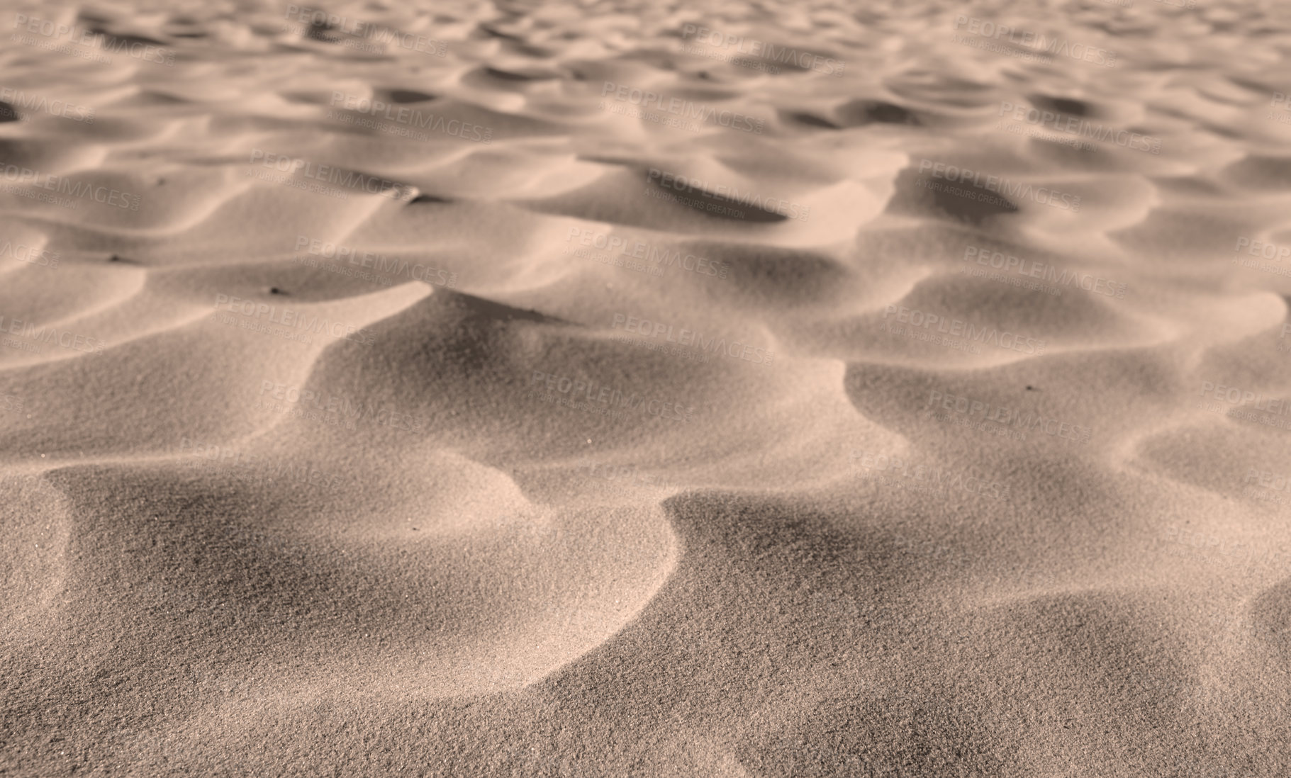 Buy stock photo Grains of desert sand from dunes on windy beach in nature with copyspace. Closeup of scenic landscape outdoors with rough and rippled surface texture. Coastal region to explore for travel and tourism