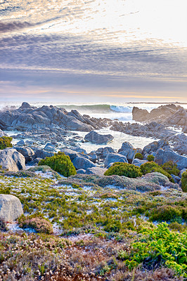 Buy stock photo Sunset by the sea -  Western Cape, South Africa