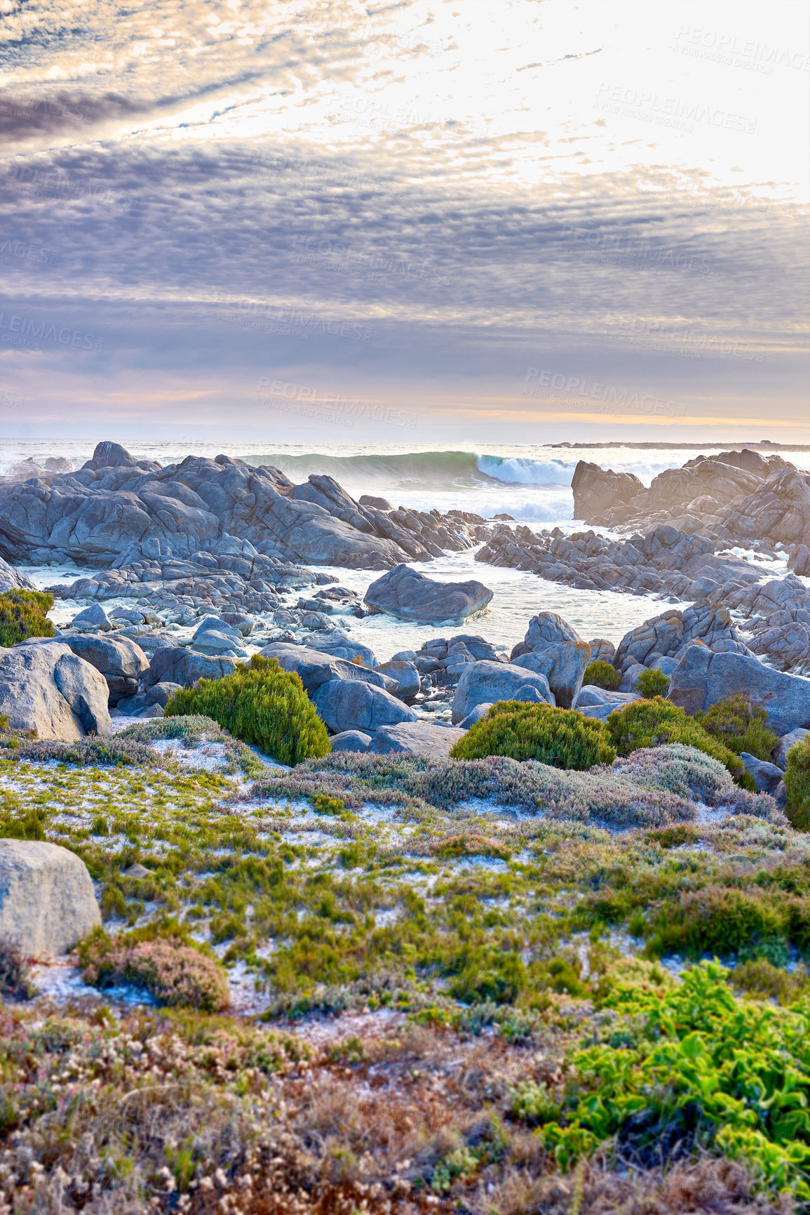 Buy stock photo Sunset by the sea -  Western Cape, South Africa