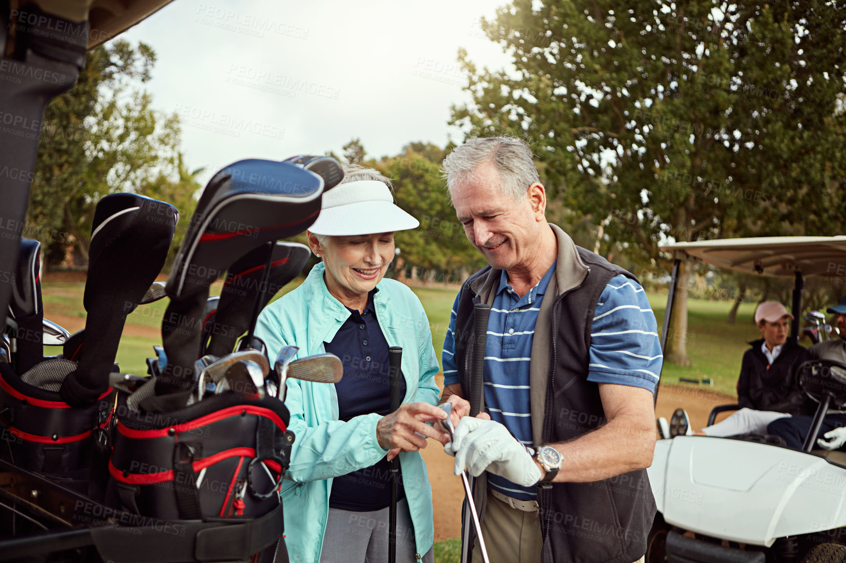 Buy stock photo Cropped shot of a group of golfers