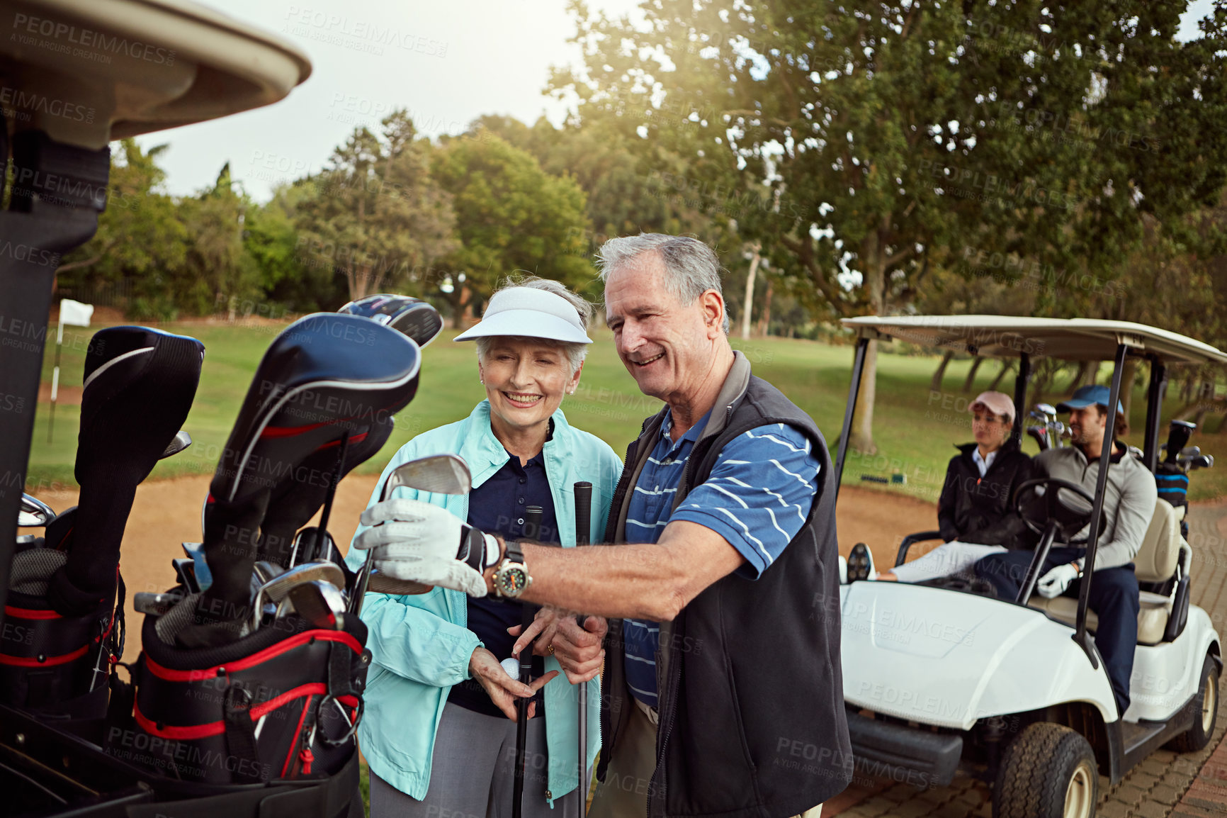 Buy stock photo Cropped shot of a group of golfers