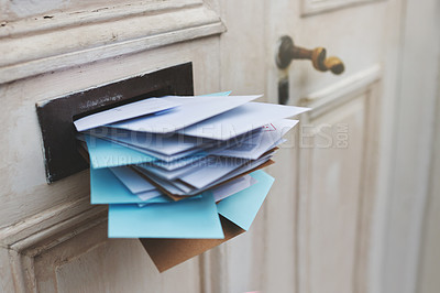 Buy stock photo Cropped shot of letters in a letter box