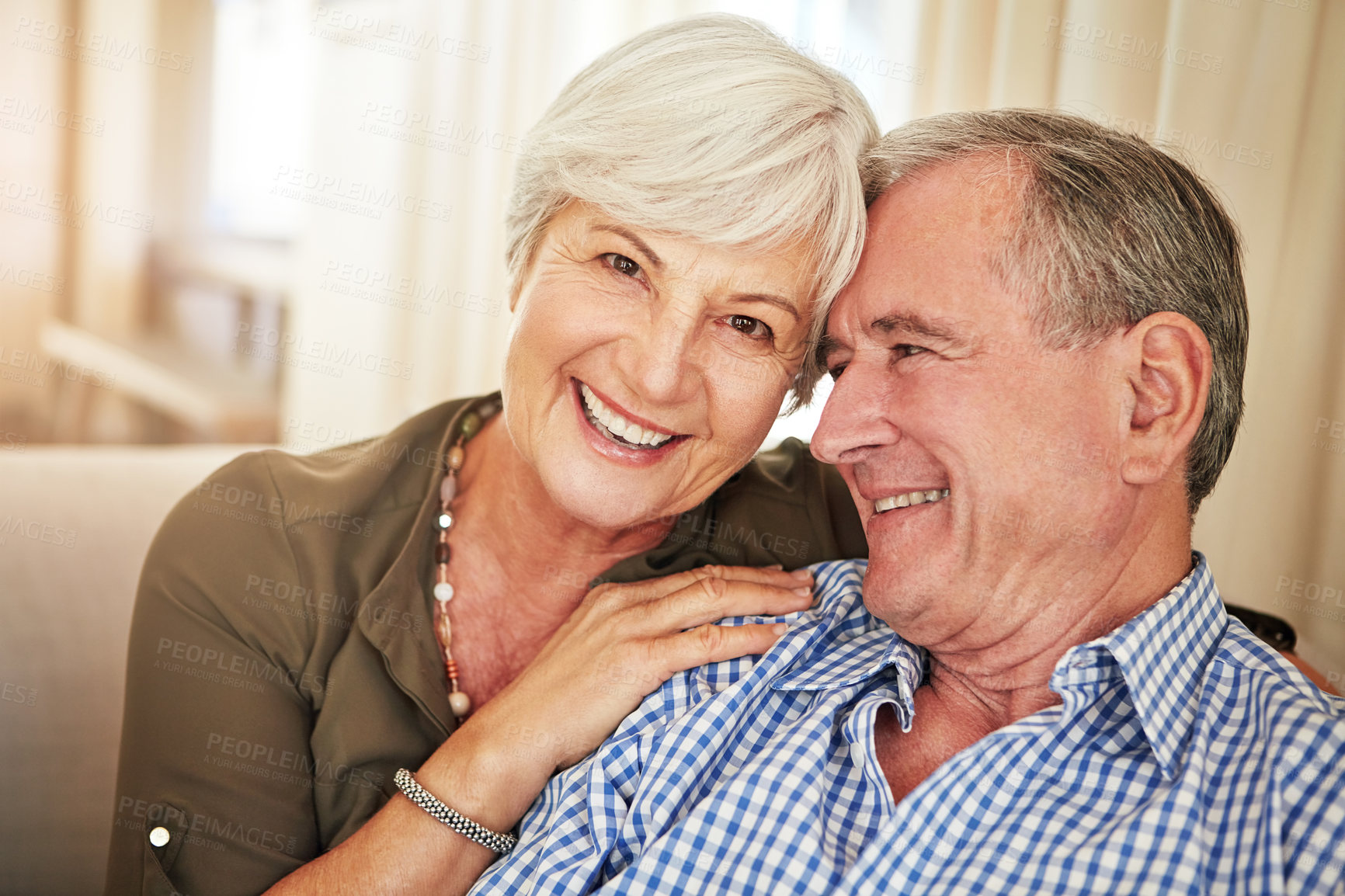 Buy stock photo Cropped shot of a senior couple at home