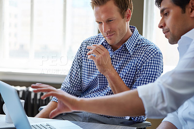 Buy stock photo Cropped shot of businessmen working in their office