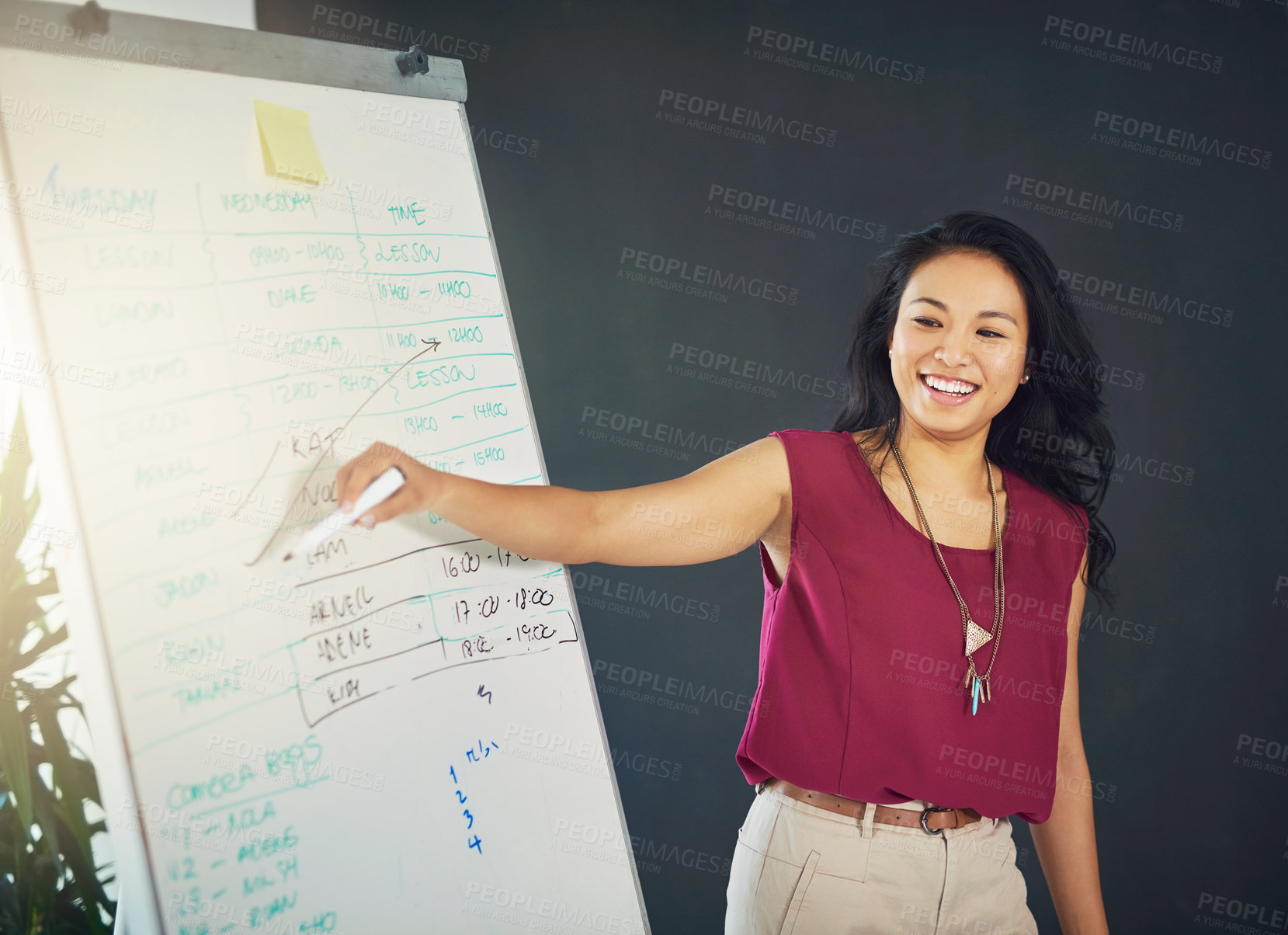 Buy stock photo Cropped shot of a young businesswoman giving a presentation in an office