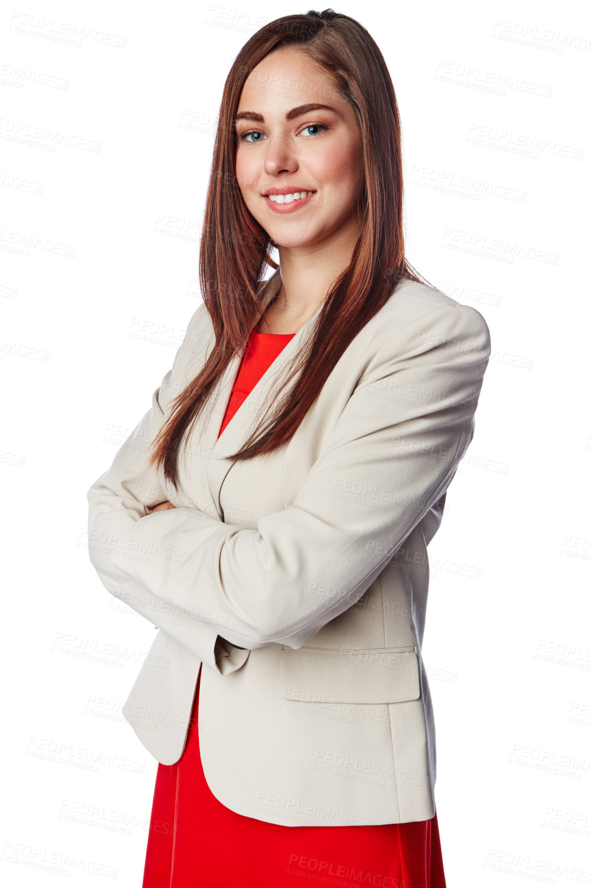 Buy stock photo Management, leadership and portrait of business woman for marketing, innovation or vision. Professional, executive and future with isolated employee for mindset, career or goal in white background