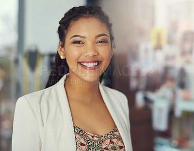 Buy stock photo Cropped portrait of a fashion designer at work