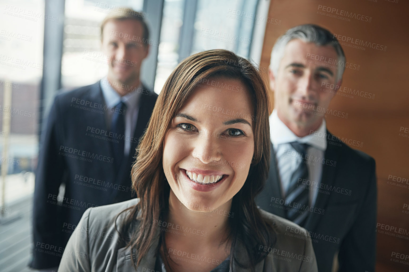 Buy stock photo Portrait of a team of professionals standing together in an office