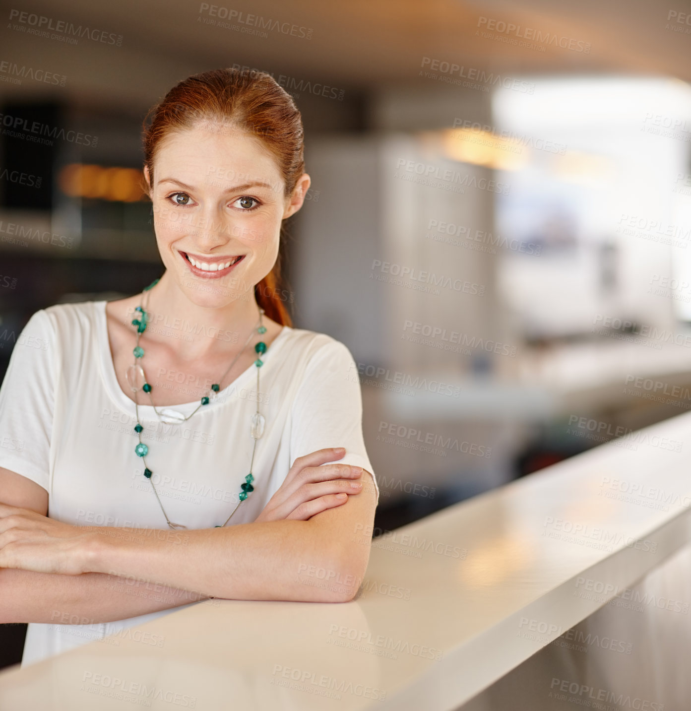 Buy stock photo Portrait of a confident young businesswoman standing in an office