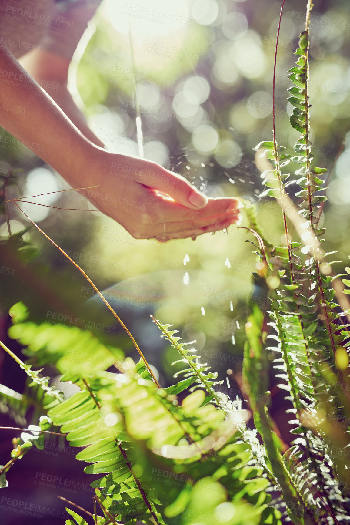 Buy stock photo Cropped shot of a woman washing her hands outdoors