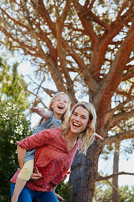 Buy stock photo Cropped shot of a mother and daughter enjoying a day outdoors together
