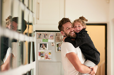 Buy stock photo Cropped shot of a father and daughter bonding together at home