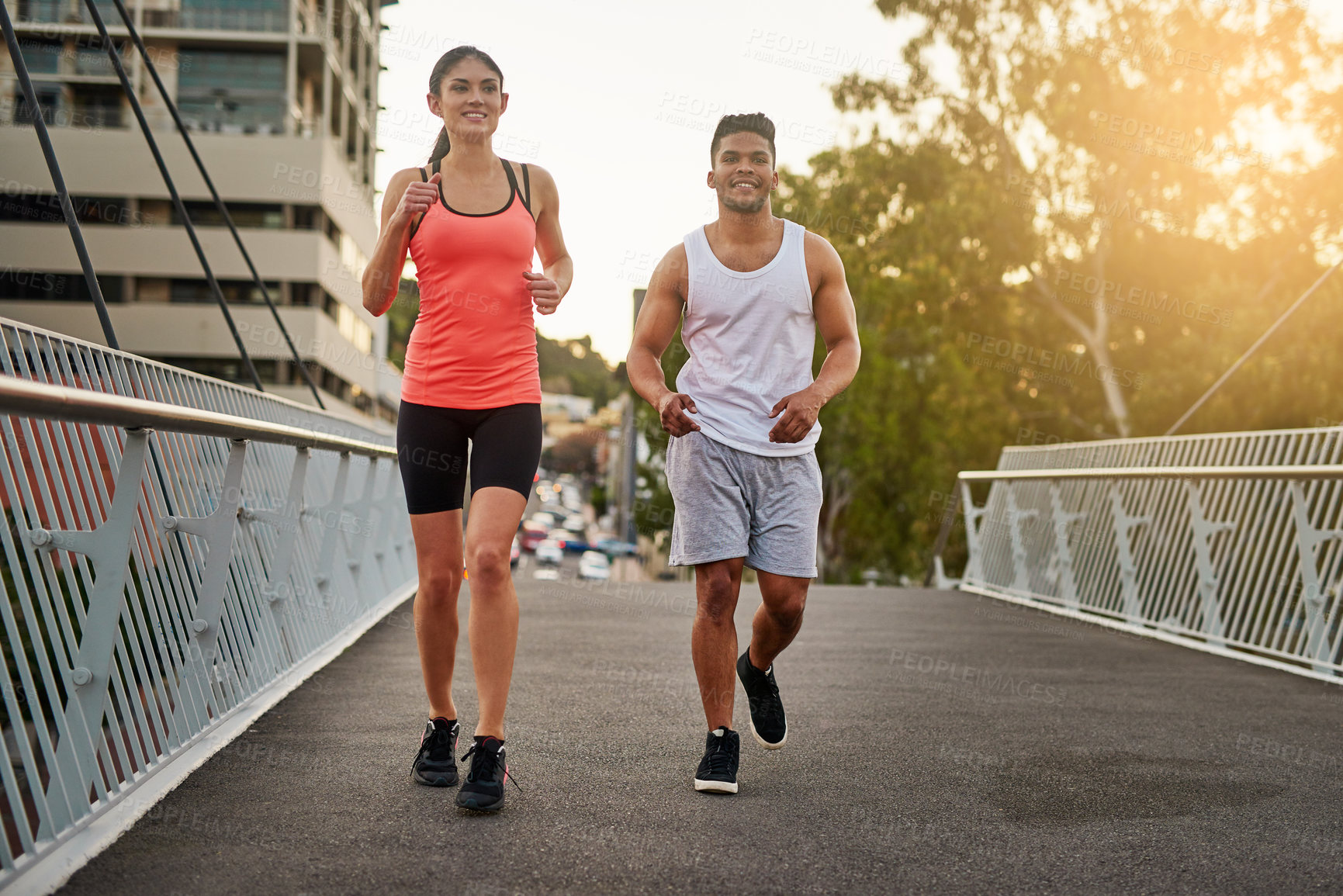 Buy stock photo Exercise, man and outdoor stretching legs ready for workout, fitness and running or wellness. Strong, male person or athlete on road for cardio, performance and training or healthy summer body