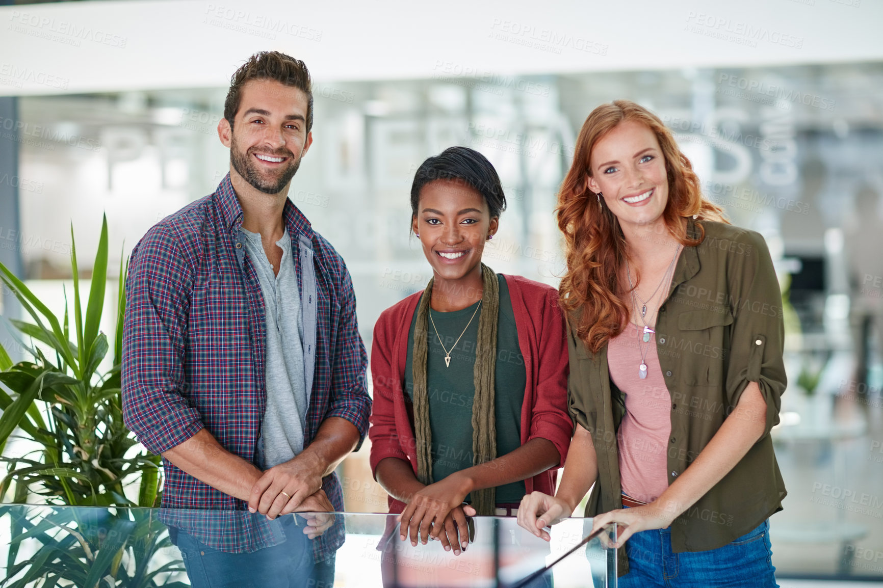 Buy stock photo Portrait of a team of creative businesspeople standing in their office