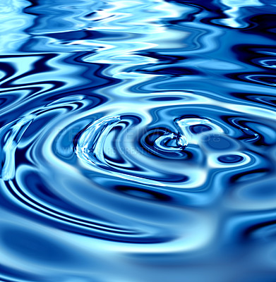Buy stock photo Waves, ripple and blue with water pattern with mockup for 3d, digital and texture. Environment, reflection and futuristic with liquid in background for abstract, sustainability and art deco