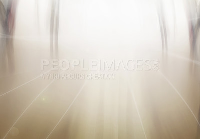 Buy stock photo Abstract, blurred and bright indoor light or design. Modern and clean space or dream of heaven graphic effect. Monochrome background of intense flare scene for copy space or illustration.