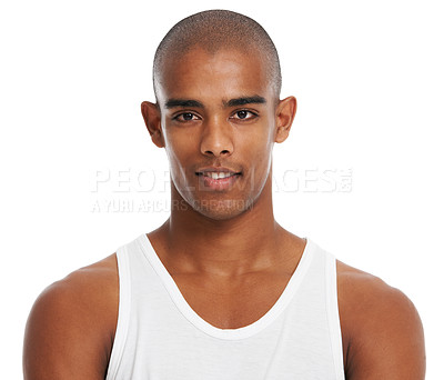 Buy stock photo Black man, skincare studio and face for health, cosmetic wellness or aesthetic by white background. Young model, man and natural glow on facial skin, beauty or healthy self care cosmetics by backdrop