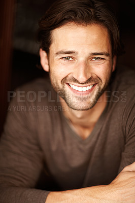 Buy stock photo Portrait of a handsome young man smiling