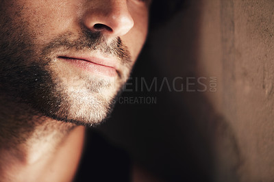 Buy stock photo Cropped image of the lower half of a handsome man's face