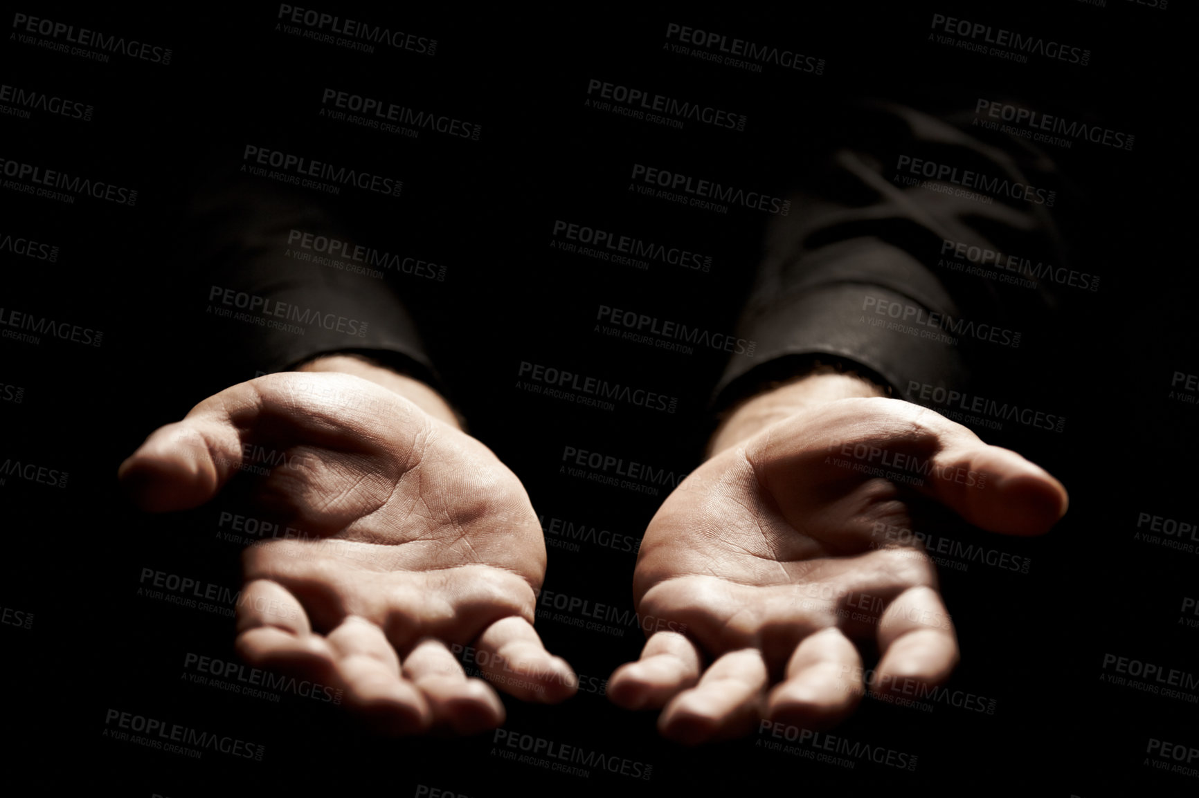 Buy stock photo Hands stretched out in acceptance of God