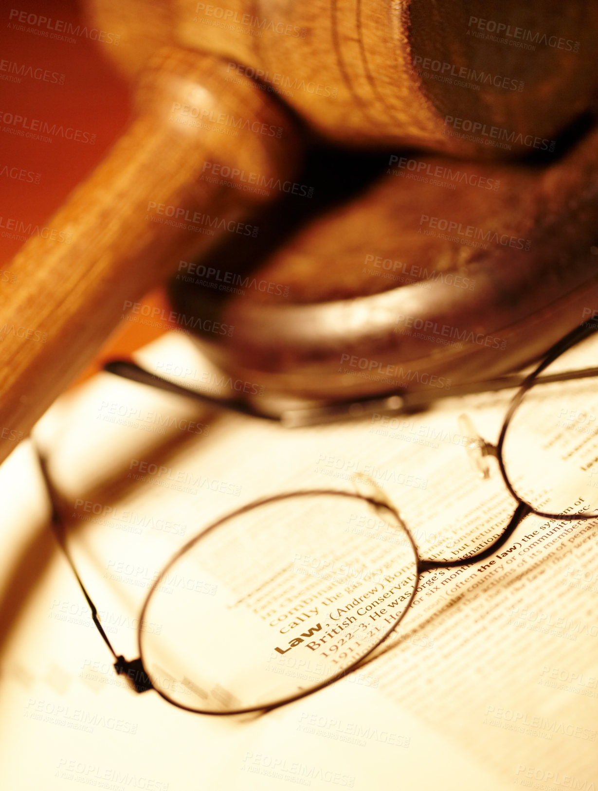 Buy stock photo Law table, report and glasses for justice, notes or work in the courtroom. Paperwork, knowledge and eyewear on an attorney desk for order, legal job or advocate trial for a judgment or crime defense