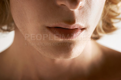 Buy stock photo Cropped image of a young man's mouth