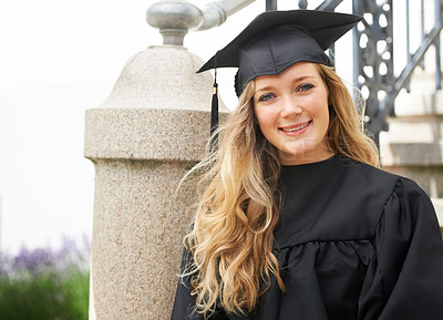 Buy stock photo Inspired young graduate after graduation