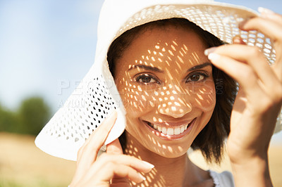 Buy stock photo Cropped shot of a woman in a wheat field