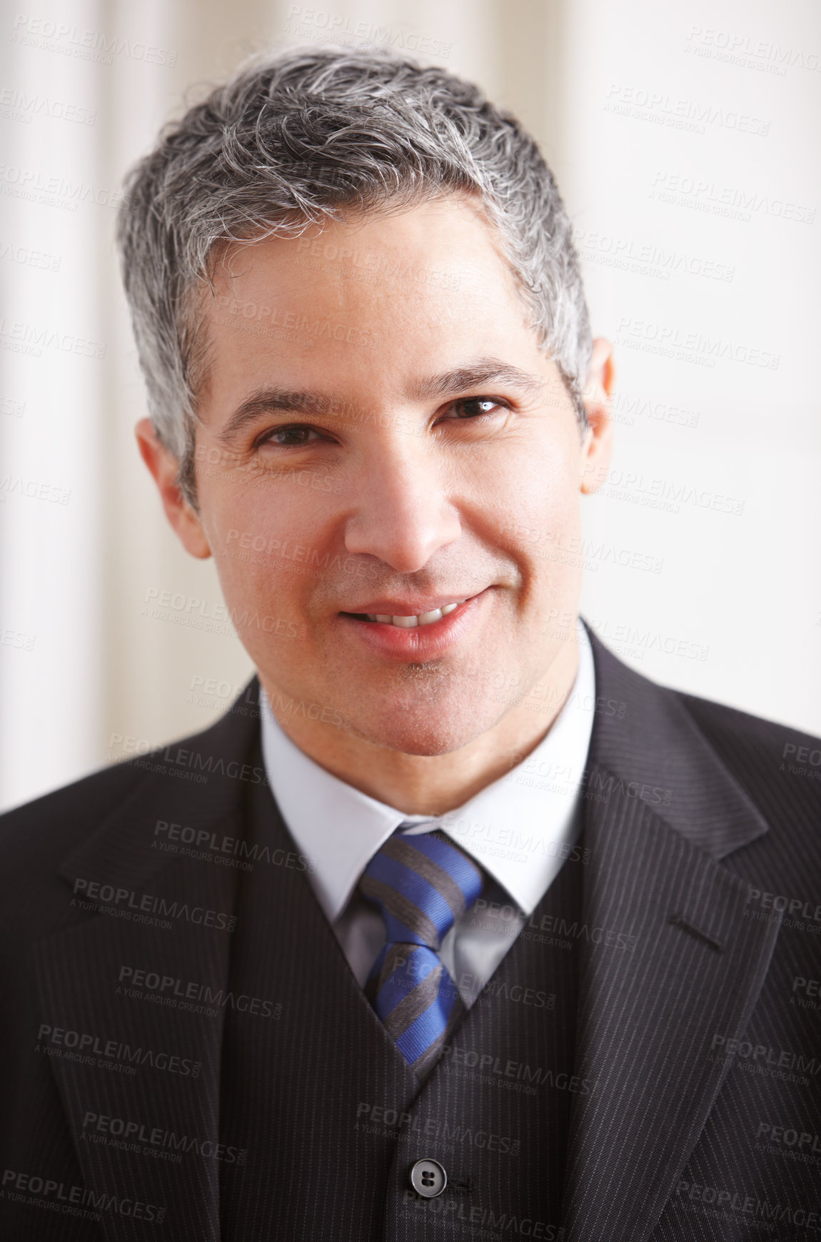 Buy stock photo Happy, mature businessman and portrait at work for a corporate job or management salesman. Smile, suit and a headshot of an expert executive manager, ceo or advisor of a sales company in an office