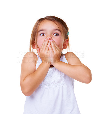 Buy stock photo A cute little girl looking shocked