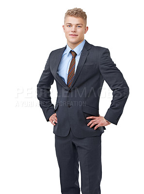 Buy stock photo Professional, smile and portrait of business man for corporate, financial advisor and career. Accountant, happiness and confident with face of male person on white background for ambition employee