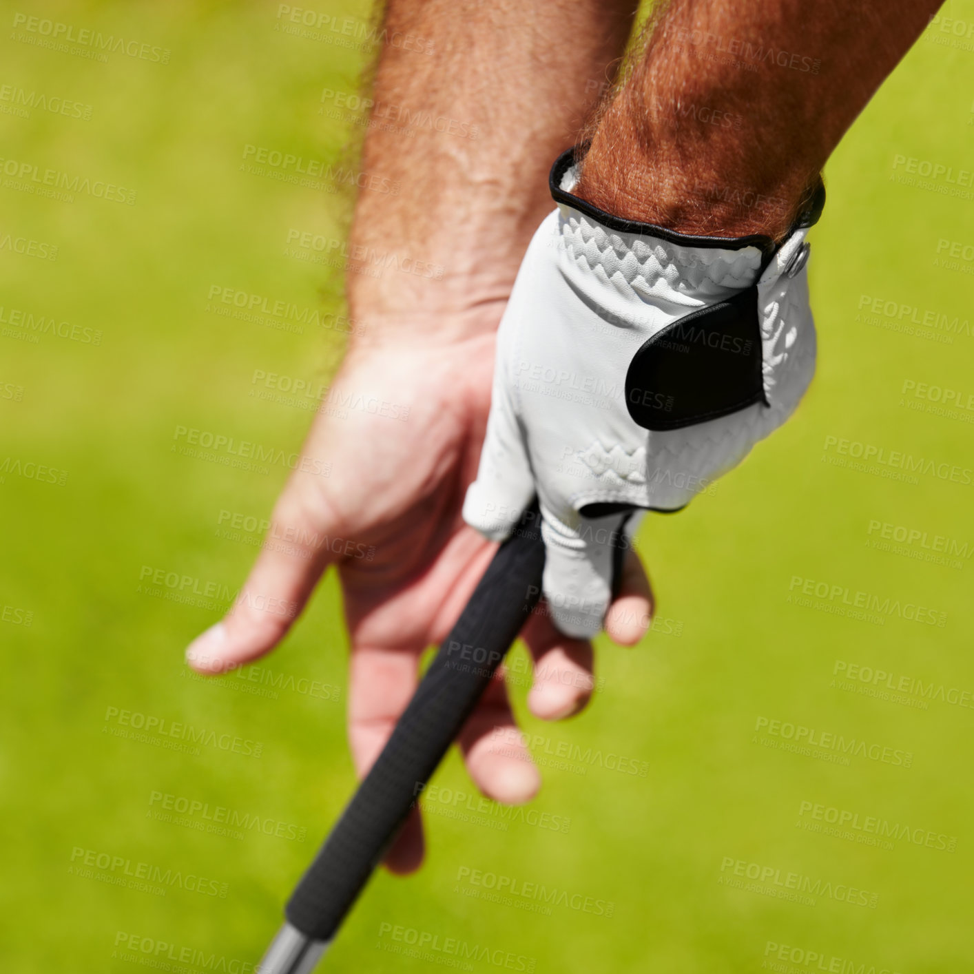 Buy stock photo Cropped image of a golfer demonstrating the proper grip