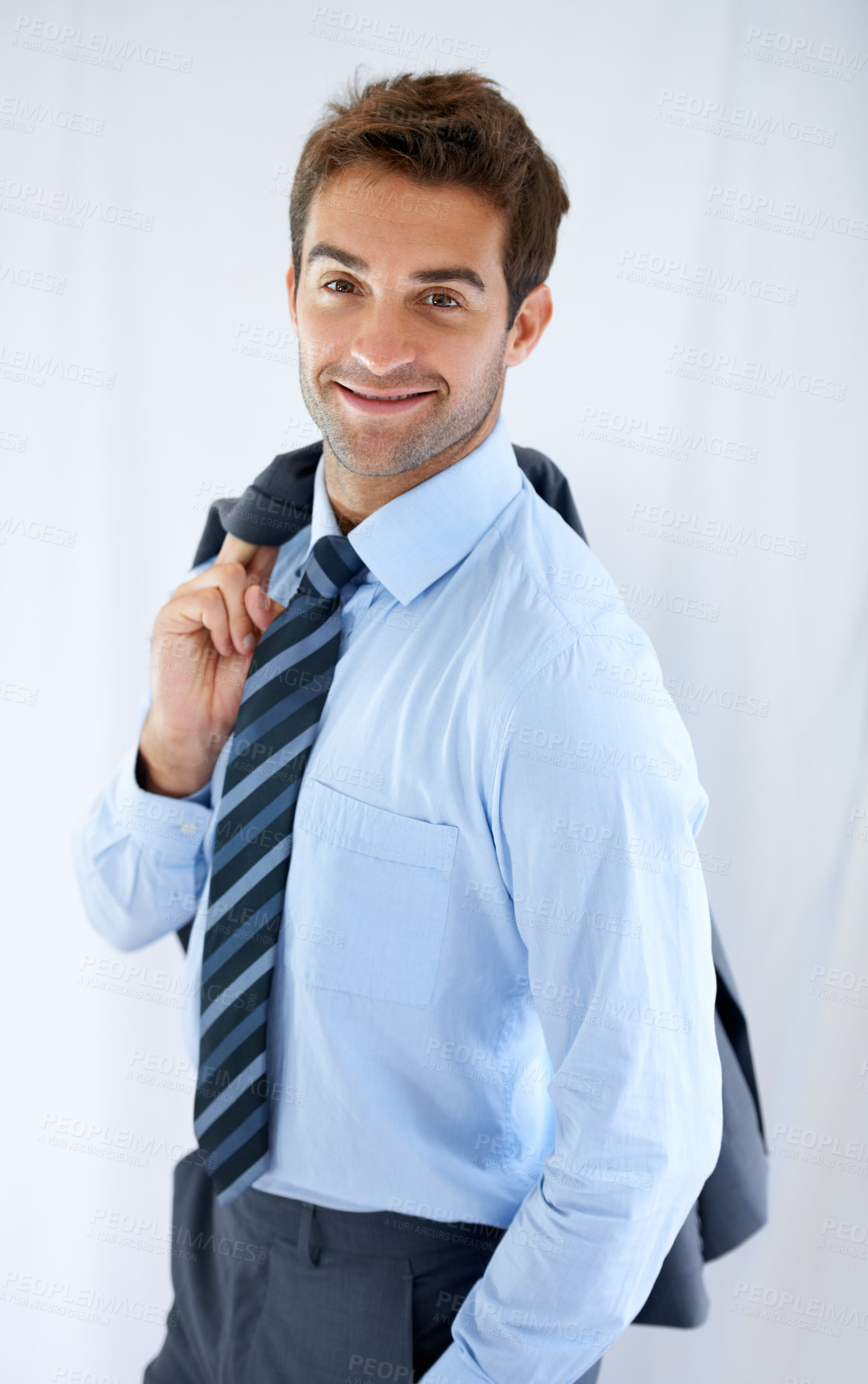 Buy stock photo Businessman, portrait and smile in office for career, professional and employee at corporate job. Entrepreneur, face and person for happy, confidence and pride with calm expression or blazer at work 