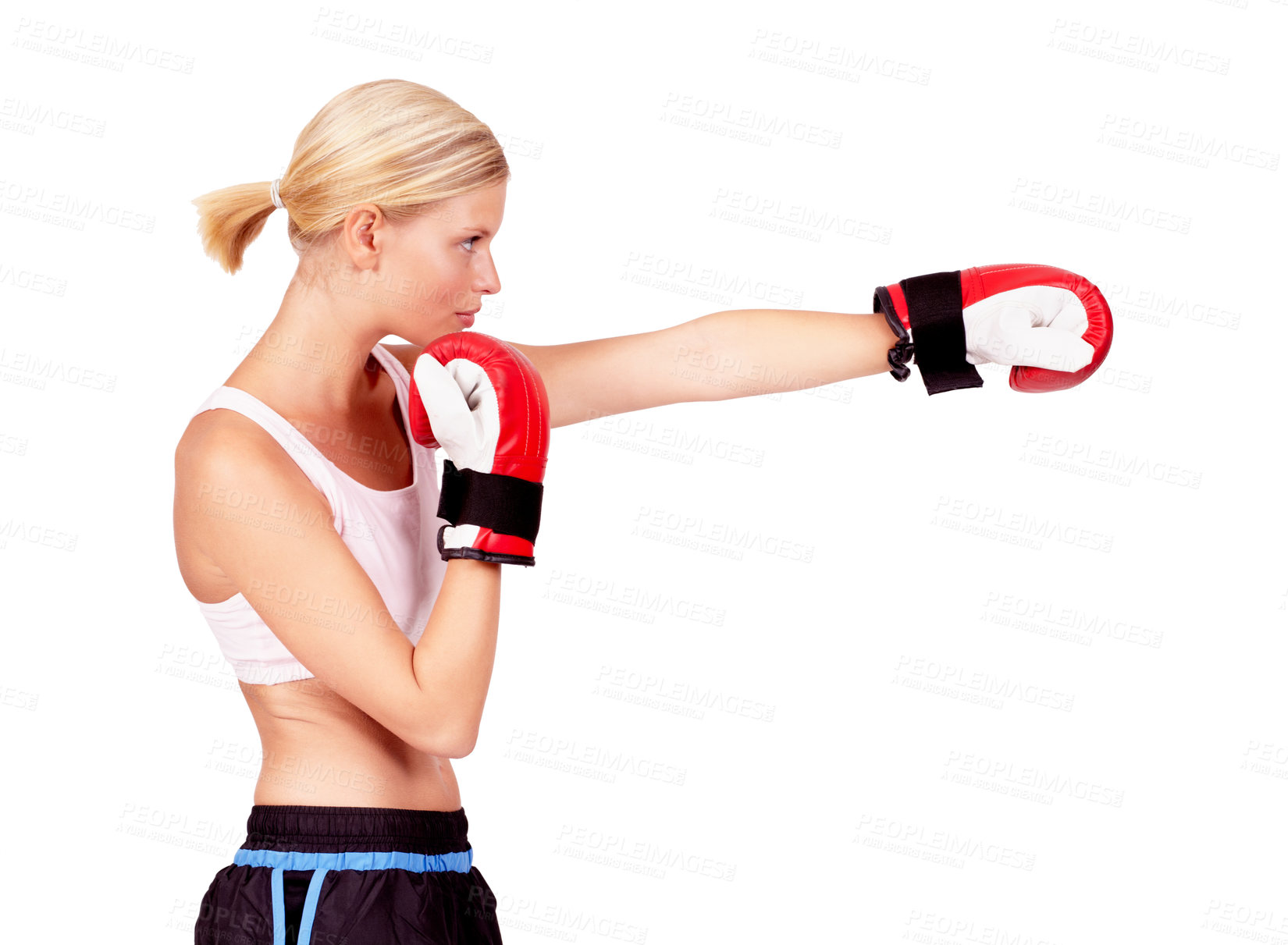 Buy stock photo Shot of a beautiful female boxer 